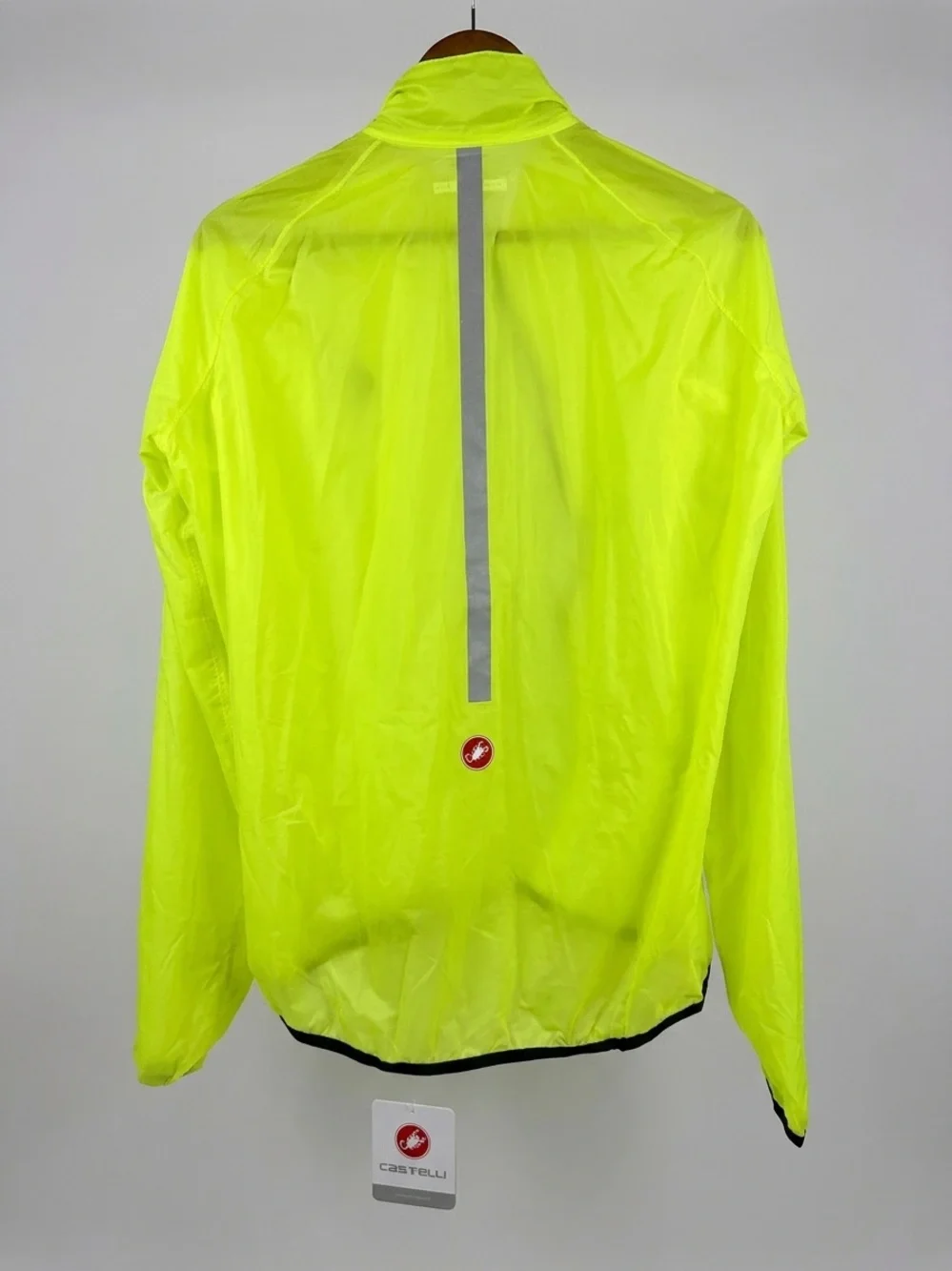 Castelli Cycling Wind Jacket Men's XL Neon Yellow Packable Full Zip NEW‎